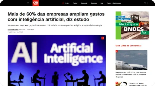 Mais de 60% das empresas ampliam gastos com inteligência artificial