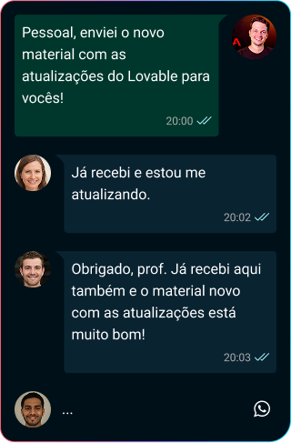 Conversas do grupo do whatsapp da formação