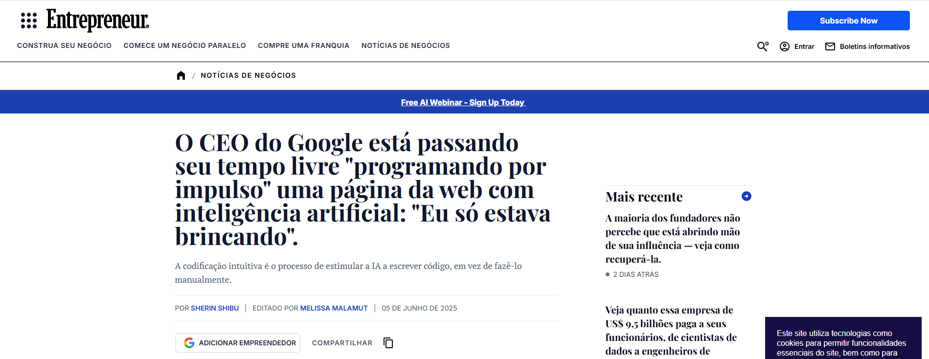 Google: 30% do código novo é gerado por IA