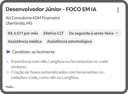 Vaga Desenvolvedor Junior